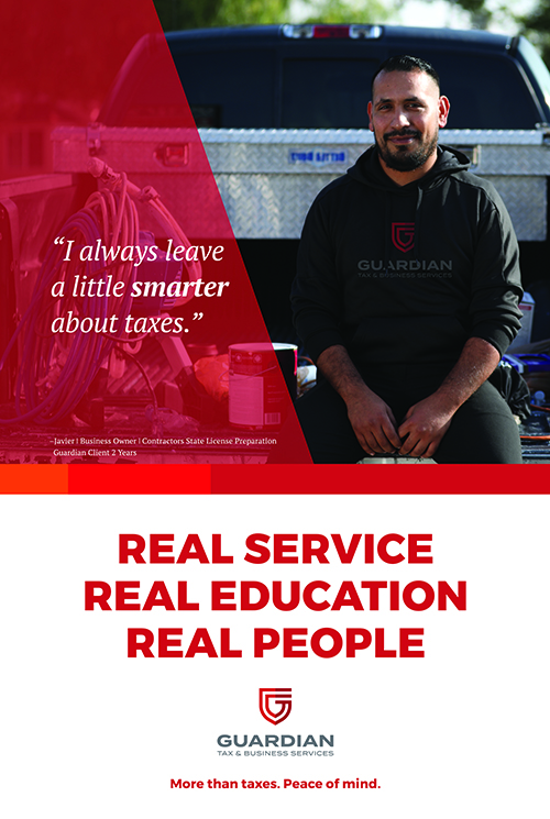 Guardian poster Javier with bleed Tax professional poster with Javier
