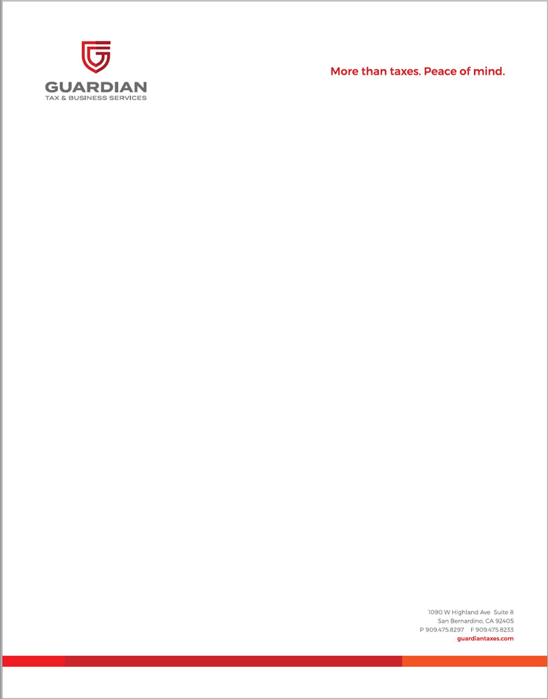 letterhead Guardian Tax letterhead